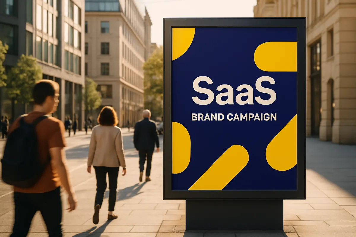 A premium brand billboard on a city street